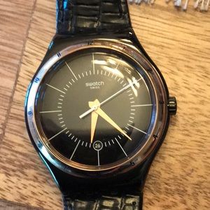 Swatch rose gold watch